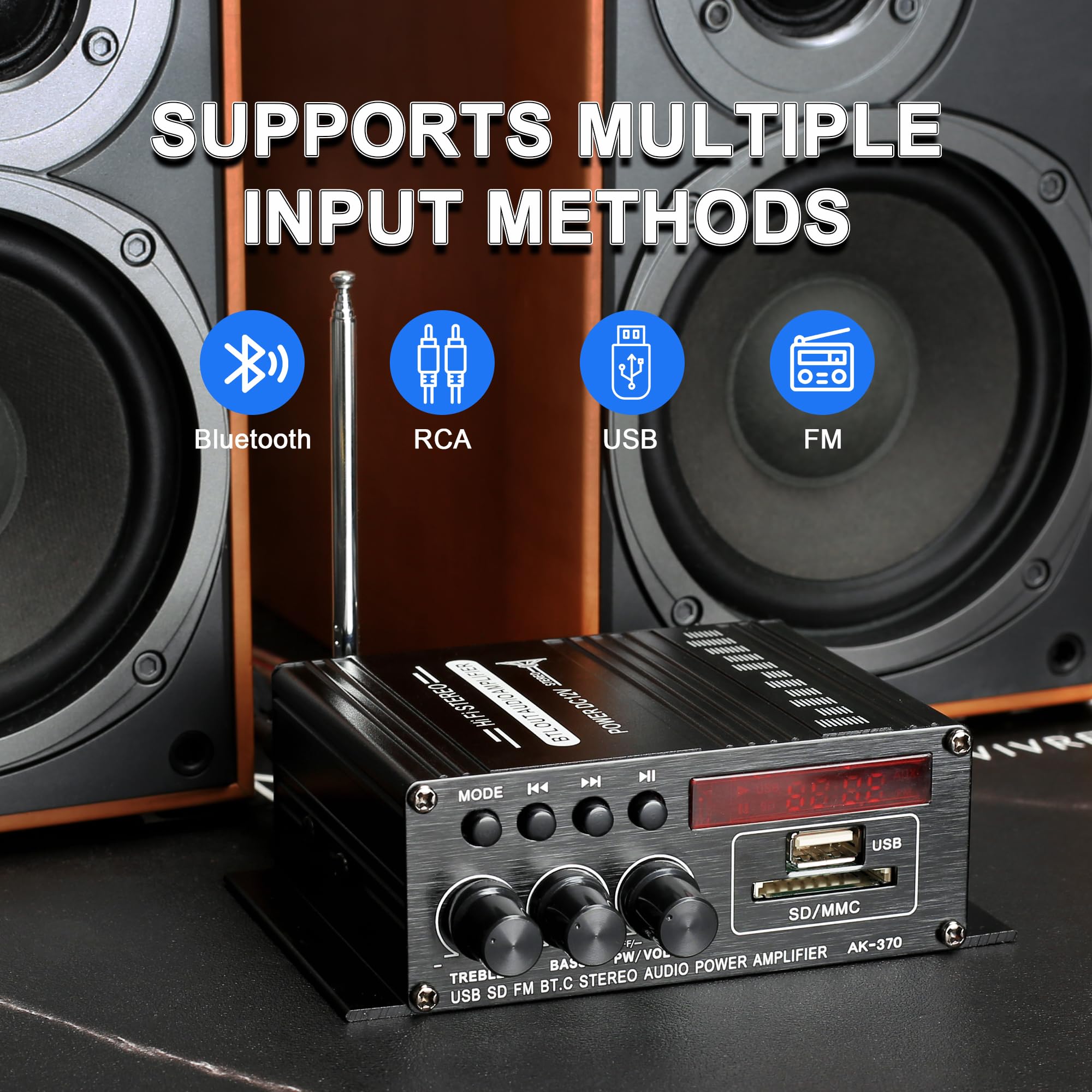 Amazon.co.jp: AK-370 Bluetoothオーディオアンプ、12V/5A DC電源、2.0